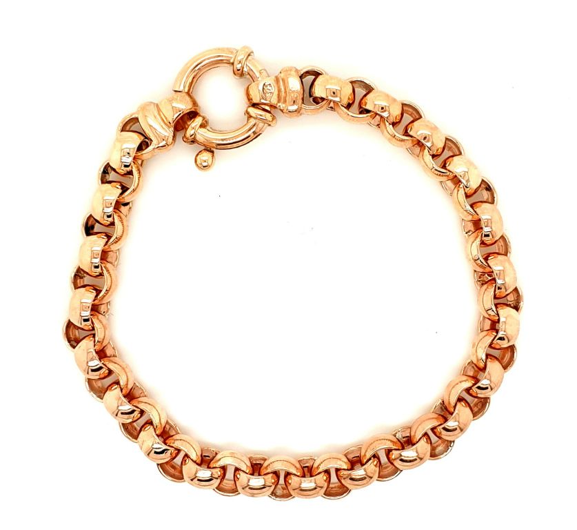 9ct Rose Gold Belcher Link Bracelet Solid 22.9grm (21320)